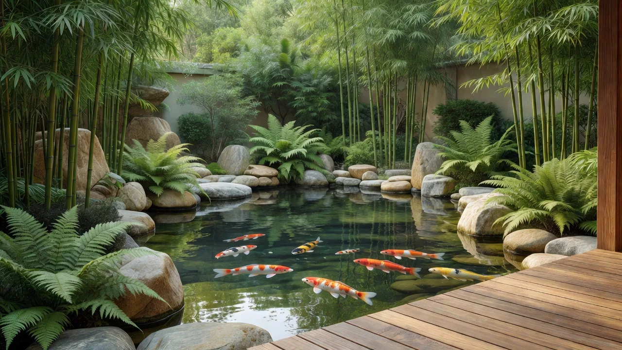 錦鯉の池